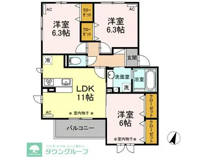 ヴェーテラステラス寺尾の森B(3LDK/2階)の間取り写真