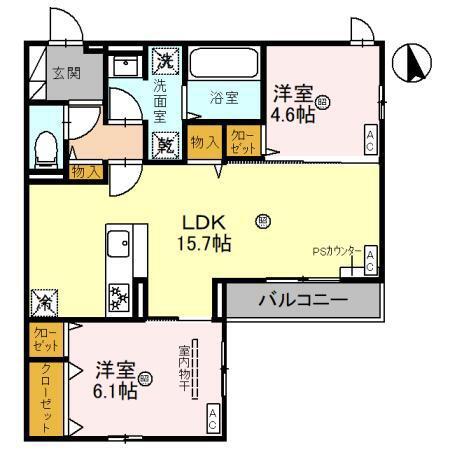 クラシスト甲子園一番町I(2LDK/3階)の間取り写真