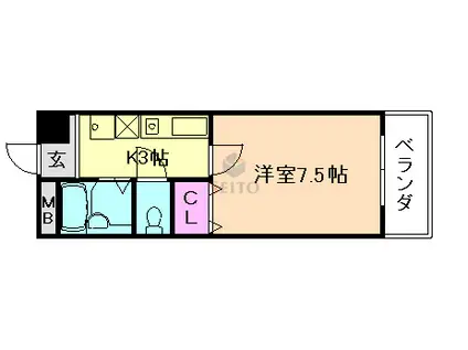 フレアコート北野(1K/8階)の間取り写真