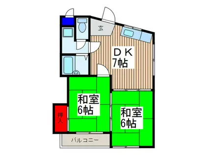 ノーブルハイツ(2DK/3階)の間取り写真