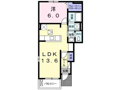 ピュア・チェリィー(1LDK/1階)の間取り写真