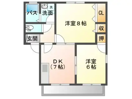 セジュールクロセ(2DK/1階)の間取り写真