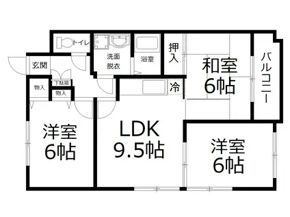 高須フィグハウス(3LDK/1階)の間取り写真