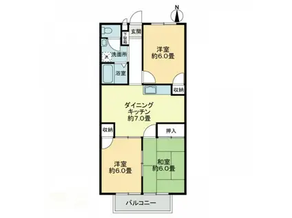 フォブールハピネス(3DK/2階)の間取り写真