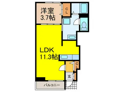 ソレイユIII(1LDK/1階)の間取り写真