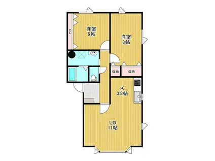 シェーン三楽(2LDK/1階)の間取り写真