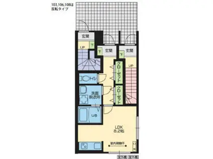 ＪＲ奥羽本線 乱川駅 徒歩20分 3階建 新築(ワンルーム/1階)の間取り写真