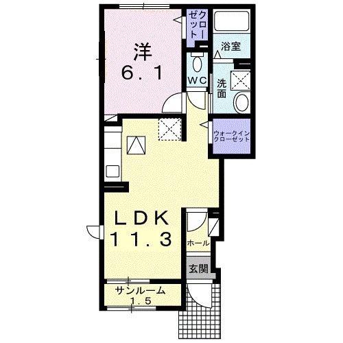 @HOME 吉祥寺通(1LDK/1階)の間取り写真