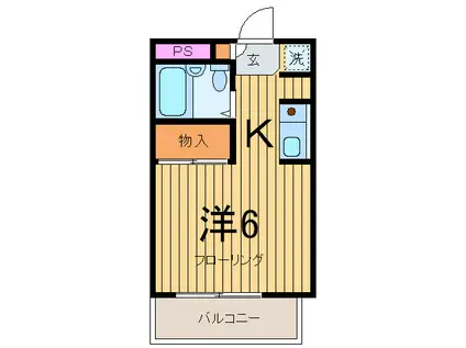 ベルコート104(1K/2階)の間取り写真