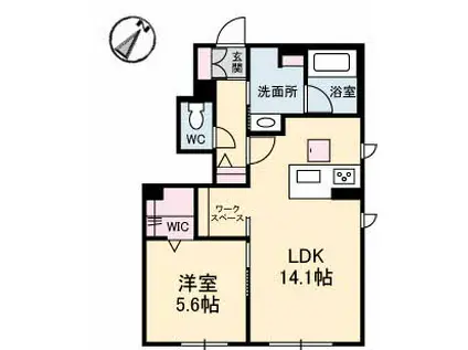 SAPHIR S(1LDK/1階)の間取り写真