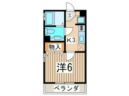 カーサ高田2(1K/2階)の間取り写真