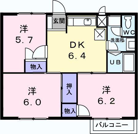 エスペランサ(3DK/1階)の間取り写真