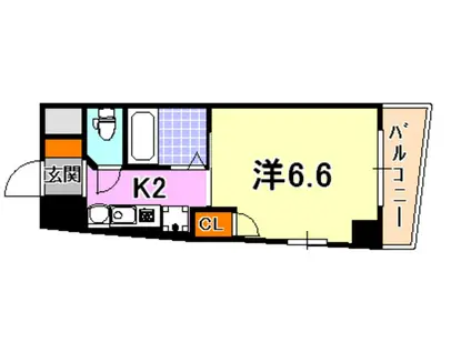 エステムコート神戸ハーバーランド前II(1K/2階)の間取り写真