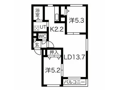 メトロ南郷13(2LDK/1階)の間取り写真