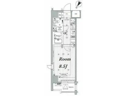 メイクス浅草イースト(1K/3階)の間取り写真