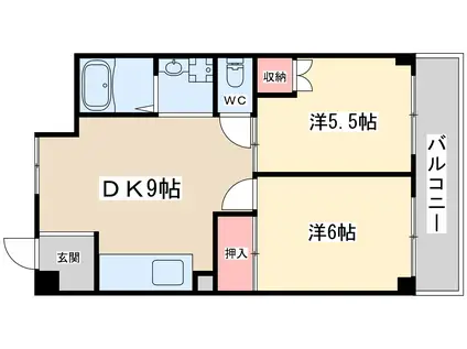 シャトーグリーン(2LDK/2階)の間取り写真