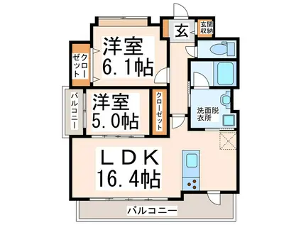 ル・ブノール大江(2LDK/2階)の間取り写真