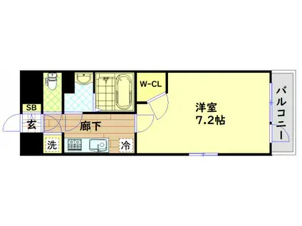 エスリード九条スタシオン(1K/13階)の間取り写真