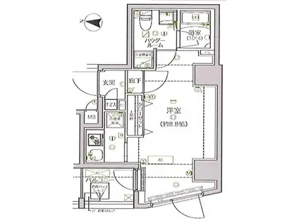 ルクレ墨田緑II(1K/9階)の間取り写真