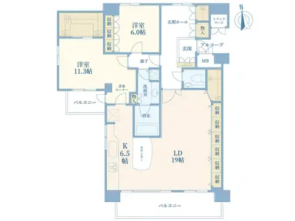 ハウス・ソラーナ ブロックC(2LDK/7階)の間取り写真