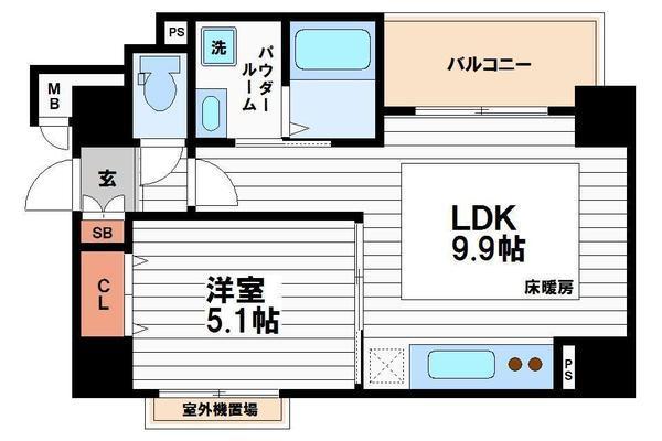 セントロイヤルクラブ谷町(1LDK/4階)の間取り写真