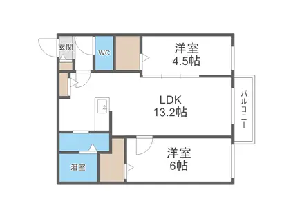 ブランシャールVILLE(2LDK/3階)の間取り写真