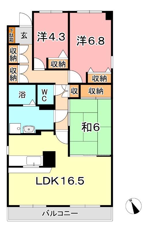 グリーンコート日吉(3LDK/1階)の間取り写真