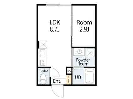 FLAP新都心(1LDK/1階)の間取り写真