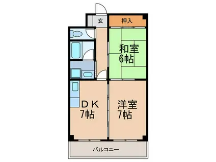 サンヒルズ西灘(2DK/2階)の間取り写真
