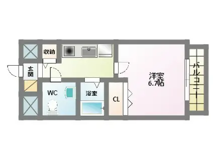 ジュネス東住吉(1K/7階)の間取り写真