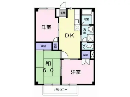 カームモリ(3DK/2階)の間取り写真