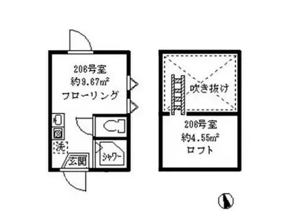 ソフィアサテライト(ワンルーム/2階)の間取り写真