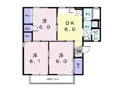 サンワハイツA(3DK/1階)の間取り写真