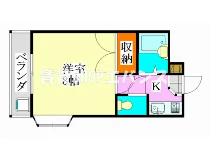 ジュネパレス津田沼第16(1K/2階)の間取り写真