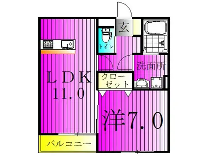 エクセルメゾン南流山(1LDK/3階)の間取り写真