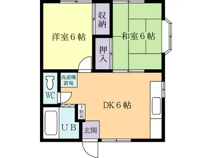 コーポ・ベルヴィ(2DK/2階)の間取り写真