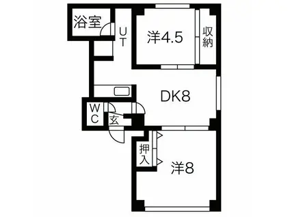 ノース266(2DK/2階)の間取り写真