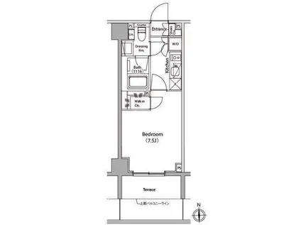 イプセ蒲田III(1K/1階)の間取り写真