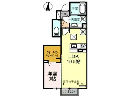 F. エミール(1LDK/1階)の間取り写真