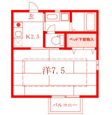 アメニティースマイル(1K/1階)の間取り写真
