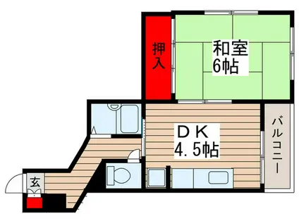 パークヒル舎人(1DK/2階)の間取り写真