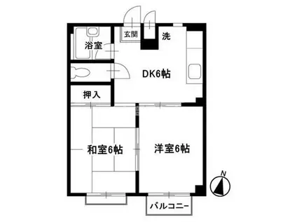 セラミックハイツ鶴見(2DK/3階)の間取り写真