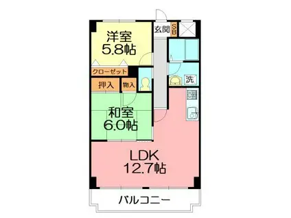 藤ロイヤル(2LDK/3階)の間取り写真