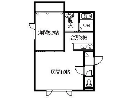 DUCKSBILL(1LDK/1階)の間取り写真