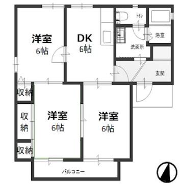 グッドハッピーハウス(3DK/2階)の間取り写真
