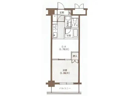 エクセルシオール北村(1DK/2階)の間取り写真