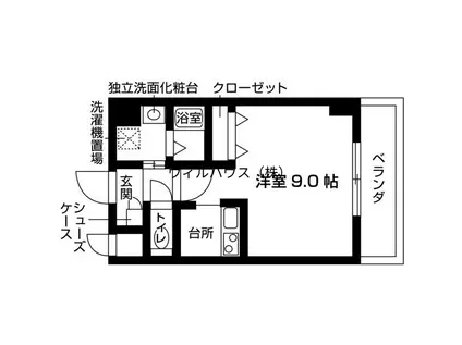 サワー・ドゥ白鷺(1K/2階)の間取り写真