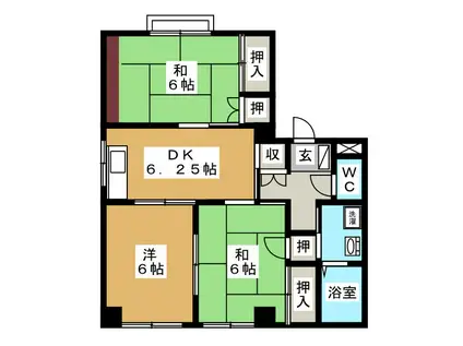 メゾン岩渕 B棟(3DK/2階)の間取り写真