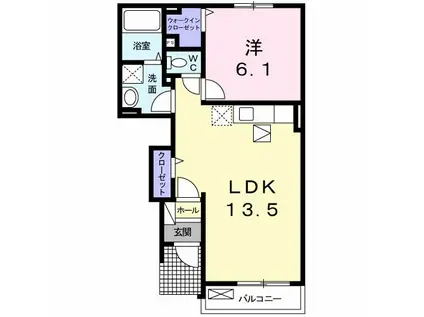 シャンドマルス(1LDK/1階)の間取り写真