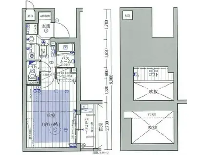 エステムコート大阪・中之島南(1K/6階)の間取り写真